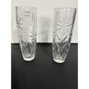 New‎ Gorham Full Lead Crystal Floral Majesty Matching Vases X 2 Bud 6x2"